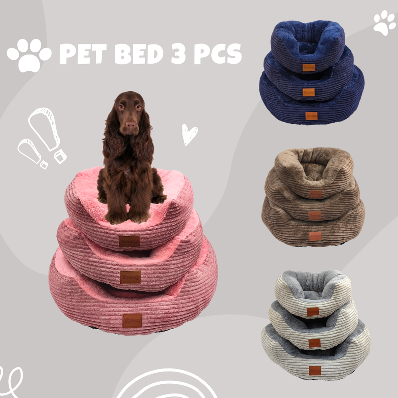 Bed Dog / Cat Korduroy with Plush Inside Blue