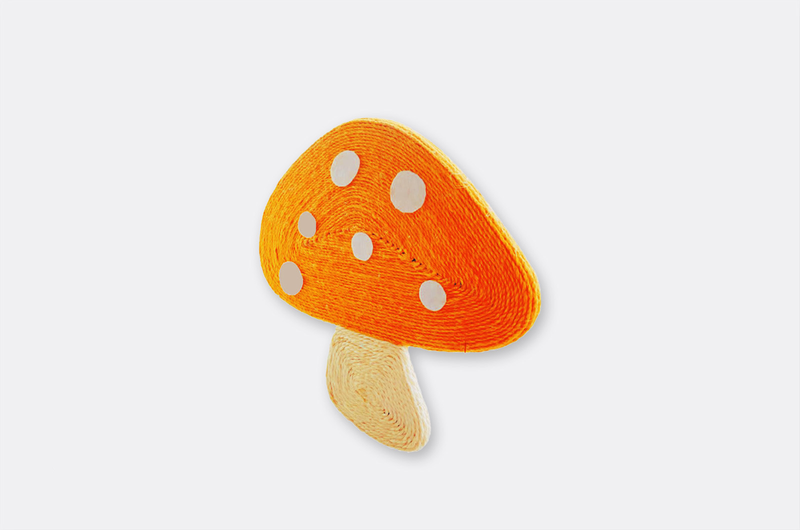 Cat Scratching Post With Mushroom Design
