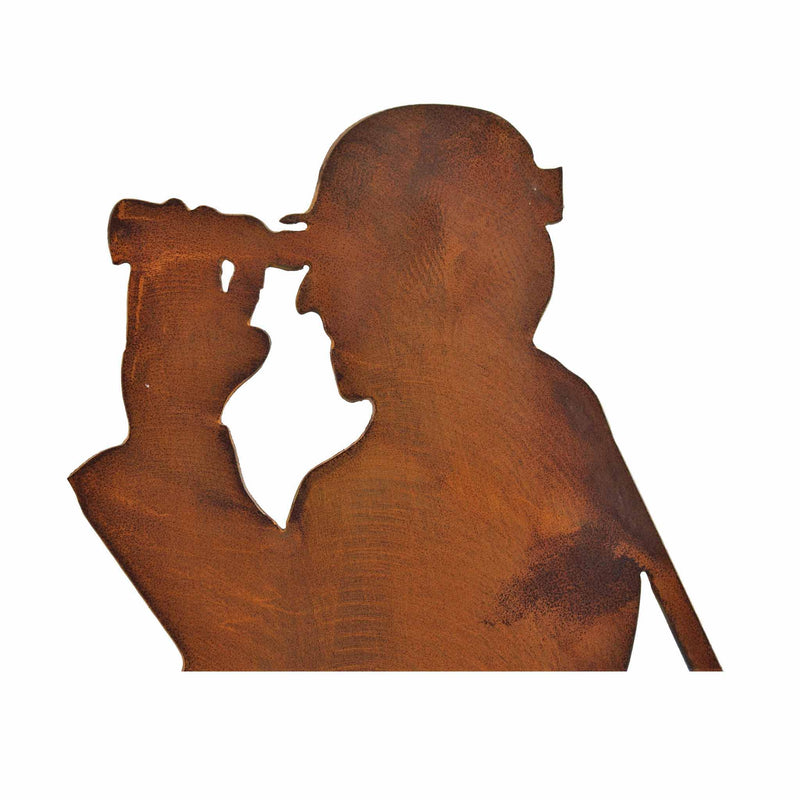 Metalen roestdecoratie jager voor de tuin