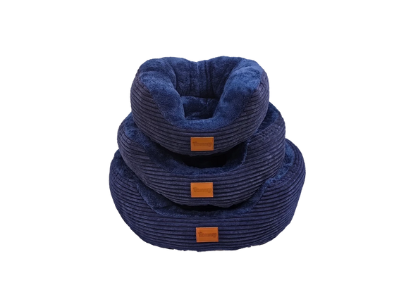 Bed Hond / Kat Korduroy met Pluche Binnenkant Blauw - Outdoor & Pets