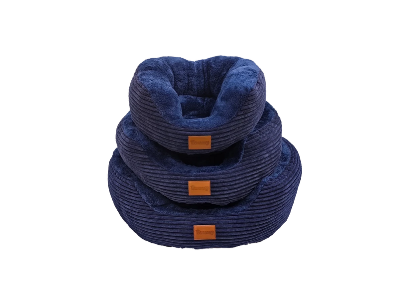 Bed Hond / Kat Korduroy met Pluche Binnenkant Blauw - Outdoor & Pets
