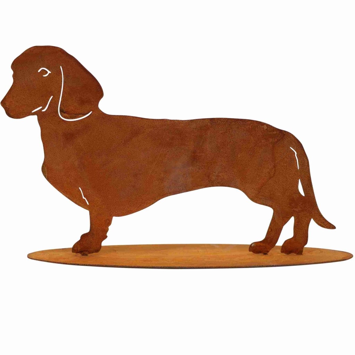 Edelrost decoratieve hondenfiguur teckel Waldi | metalen dierenfiguur - Outdoor & Pets