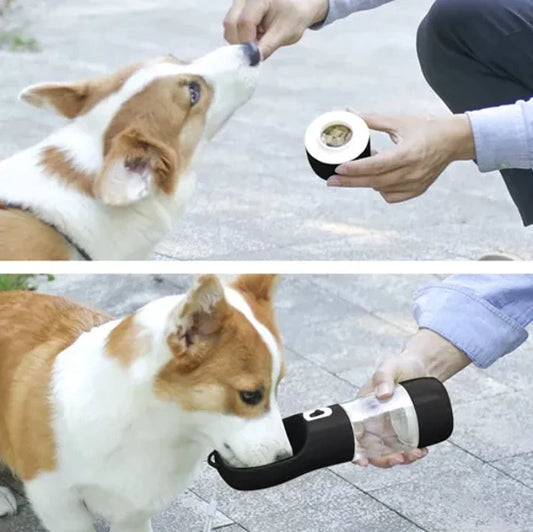 3-in-1 Drinkfles met Kom voor Honden en Katten