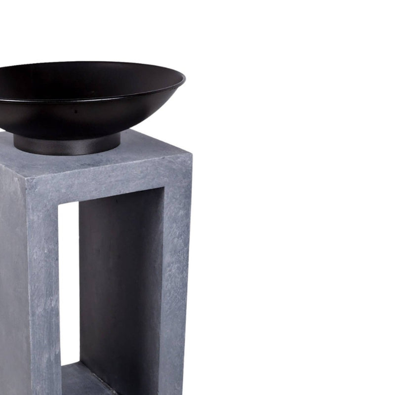 Stalen vuurschaal op vierkante glasvezelconsole H68,5 cm - Outdoor & Pets
