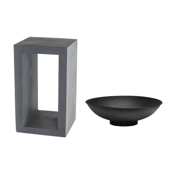 Stalen vuurschaal op vierkante glasvezelconsole H68,5 cm - Outdoor & Pets